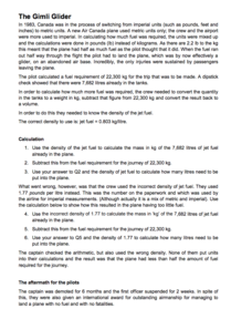 Gimli Glider—Anecdotes for Chemistry Teachers Worksheet Gimli Glider—Anecdotes for Chemistry Teachers Worksheet