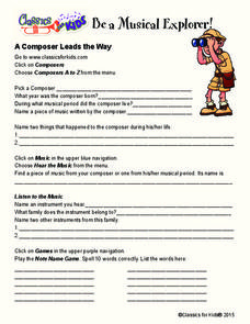 A Composer Leads the Way Worksheet A Composer Leads the Way Worksheet