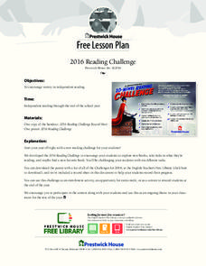 Reading Challenge Lesson Plan Reading Challenge Lesson Plan