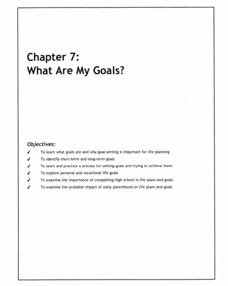 What Are My Goals? Lesson Plan What Are My Goals? Lesson Plan