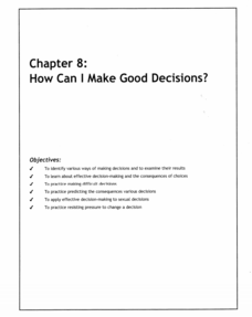 How Can I Make Good Decisions? Lesson Plan How Can I Make Good Decisions? Lesson Plan
