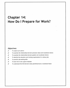 How Do I Prepare for Work? Lesson Plan How Do I Prepare for Work? Lesson Plan