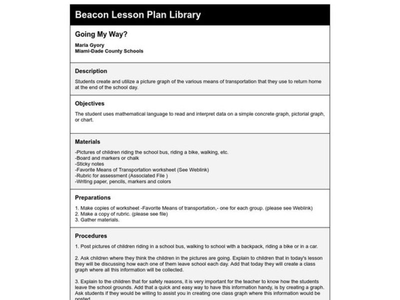 Going My Way? Lesson Plan Going My Way? Lesson Plan