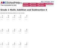 Grade One Addition Worksheet Grade One Addition Worksheet