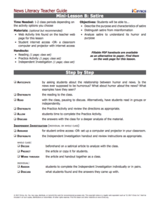 Mini-Lesson B: Satire Lesson Plan Mini-Lesson B: Satire Lesson Plan