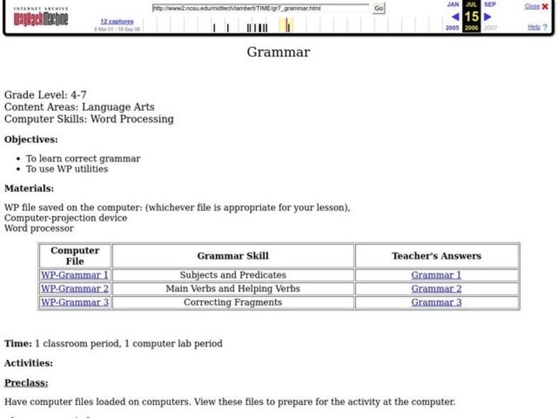 Grammar Lesson Plan Grammar Lesson Plan