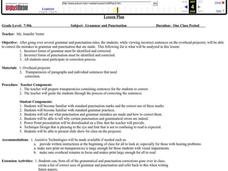 Grammar and Punctuation Lesson Plan Grammar and Punctuation Lesson Plan