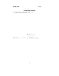 Graph Linear Equations Lesson Plan Graph Linear Equations Lesson Plan