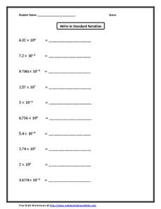 Write in Standard Notation Worksheet Write in Standard Notation Worksheet