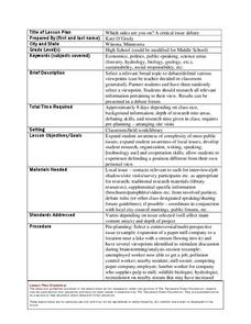 Which Sides Are You on? A critical Issue Debate Lesson Plan Which Sides Are You on? A critical Issue Debate Lesson Plan