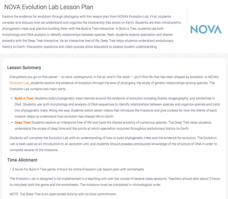 NOVA Evolution Lab Lesson Plan Lesson Plan NOVA Evolution Lab Lesson Plan Lesson Plan