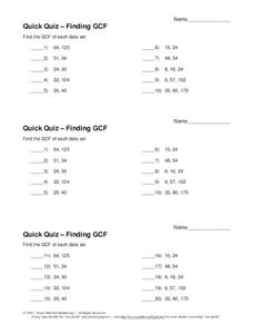 Greatest Common Factor Worksheet Greatest Common Factor Worksheet