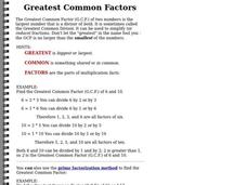 Greatest Common Factors Interactive Greatest Common Factors Interactive