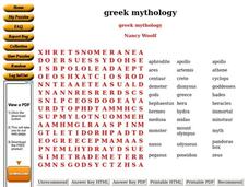 Greek Mythology Worksheet Greek Mythology Worksheet