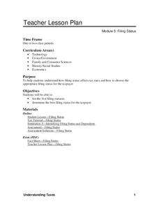 Filing Status Lesson Plan Filing Status Lesson Plan