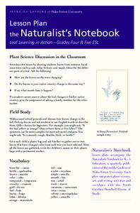 Plant Science Discussion in the Classroom Lesson Plan Plant Science Discussion in the Classroom Lesson Plan