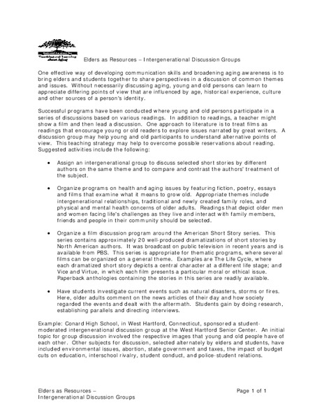 Elders As Resources Lesson Plan Elders As Resources Lesson Plan