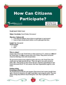 How Can Citizens Participate? Lesson Plan How Can Citizens Participate? Lesson Plan