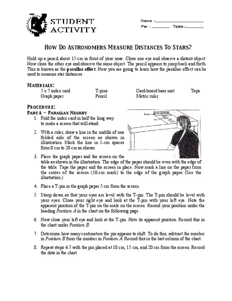 How Do Astronomers Measure Distances to Stars? Worksheet How Do Astronomers Measure Distances to Stars? Worksheet