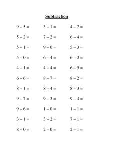 Basic Subtraction Lesson Plan Basic Subtraction Lesson Plan