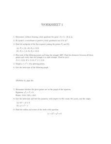 Worksheet 1, Coordinate Graphing Lesson Plan Worksheet 1, Coordinate Graphing Lesson Plan