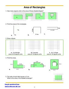 Area of Rectangles Worksheet Area of Rectangles Worksheet