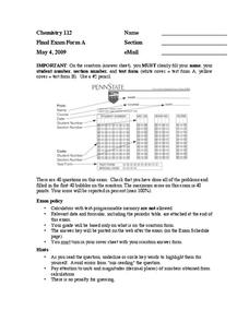 Chemistry 112: Form A- Worksheet Chemistry 112: Form A- Worksheet
