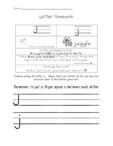 Letter Homework: Jj Worksheet Letter Homework: Jj Worksheet
