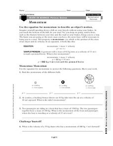 Momentum Worksheet Momentum Worksheet