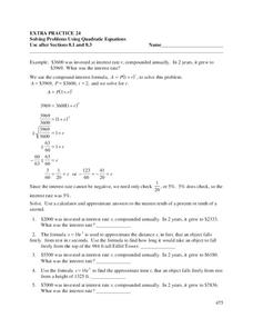 Using Quadratic Equations Worksheet Using Quadratic Equations Worksheet