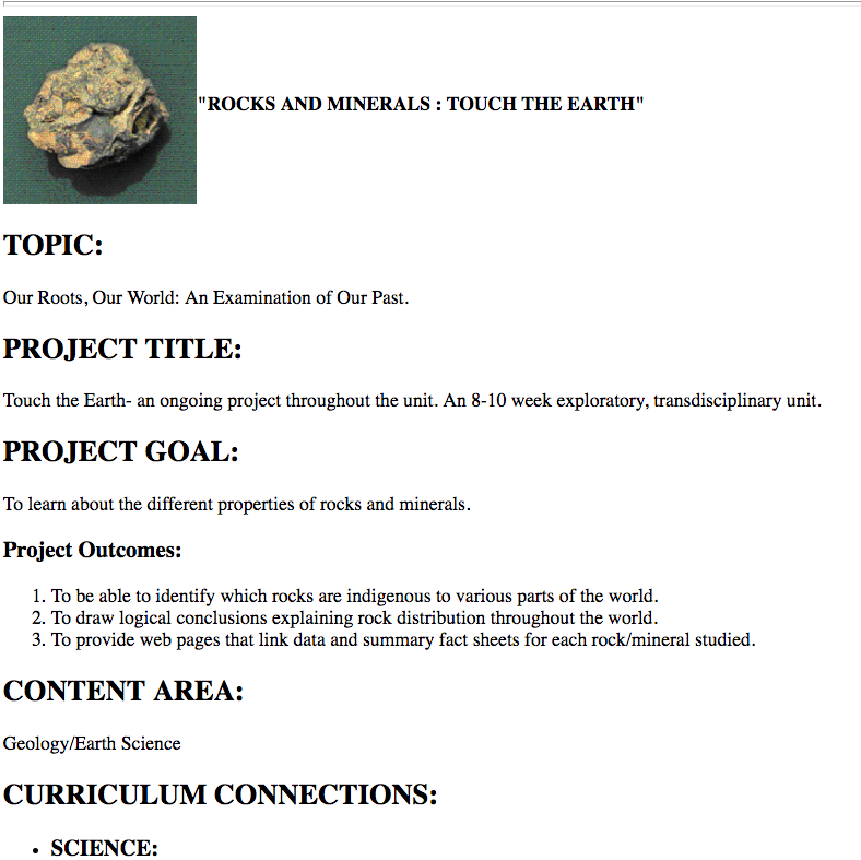 Rocks and Minerals: Touch the Earth Lesson Plan Rocks and Minerals: Touch the Earth Lesson Plan
