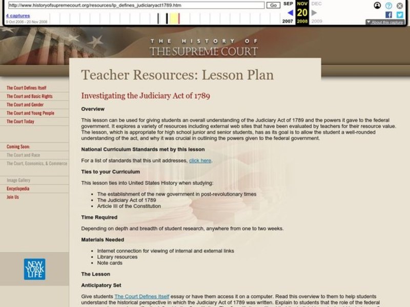 Investigating the Judiciary Act of 1789 Lesson Plan Investigating the Judiciary Act of 1789 Lesson Plan