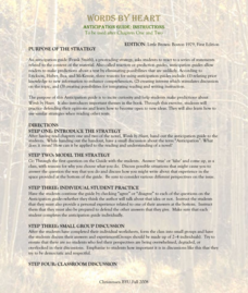 Words By Heart: Anticipation Guide Lesson Plan Words By Heart: Anticipation Guide Lesson Plan