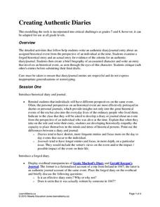 Creating Authentic Diaries Lesson Plan Creating Authentic Diaries Lesson Plan