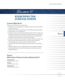 Exercising Judicial Power Lesson Plan Exercising Judicial Power Lesson Plan