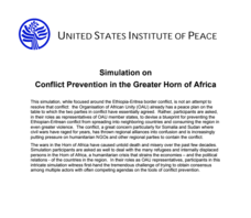 Simulation on Conflict Prevention in the Greater Horn of Africa Activity Simulation on Conflict Prevention in the Greater Horn of Africa Activity