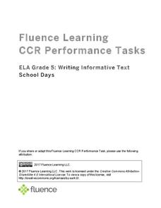Writing Informative Text: School Days Assessment Writing Informative Text: School Days Assessment
