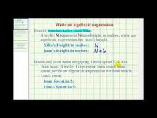 Writing Basic Algebraic Expressions (Example 1) Video Writing Basic Algebraic Expressions (Example 1) Video