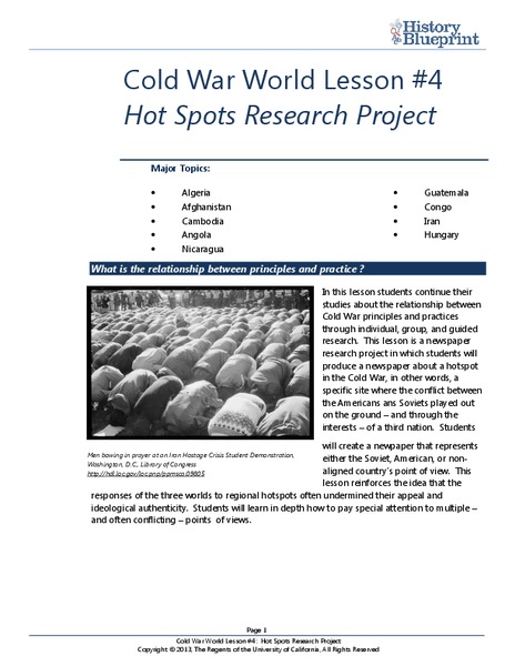 Hot Spots Research Project Lesson Plan Hot Spots Research Project Lesson Plan