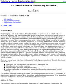 An Introduction to Elementary Statistics Lesson Plan An Introduction to Elementary Statistics Lesson Plan