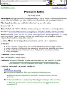 Population Ratios Lesson Plan Population Ratios Lesson Plan