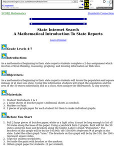 State Internet Search: A Mathematical Introduction To State Reports Lesson Plan State Internet Search: A Mathematical Introduction To State Reports Lesson Plan
