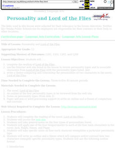 Personality and Lord of the Flies Lesson Plan Personality and Lord of the Flies Lesson Plan