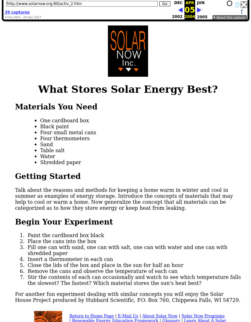 What Stores Solar Energy Best? Lesson Plan What Stores Solar Energy Best? Lesson Plan