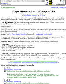 Magic Mountain Coaster Computation Lesson Plan Magic Mountain Coaster Computation Lesson Plan