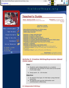Activity 5: Creative Writing/Expression About Child Labor Lesson Plan Activity 5: Creative Writing/Expression About Child Labor Lesson Plan