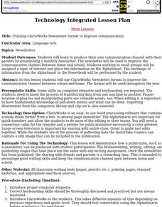 Utilizing ClarisWorks Newsletter Lesson Plan Utilizing ClarisWorks Newsletter Lesson Plan