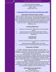 Jesse's Ice Cream Stand Lesson Plan Jesse's Ice Cream Stand Lesson Plan