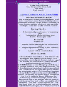 Jesse's Ice Cream Stand Lesson Plan Jesse's Ice Cream Stand Lesson Plan