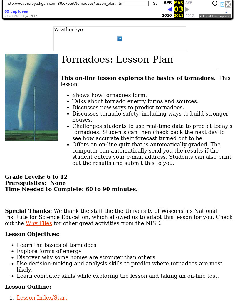Tornadoes Lesson Plan Tornadoes Lesson Plan
